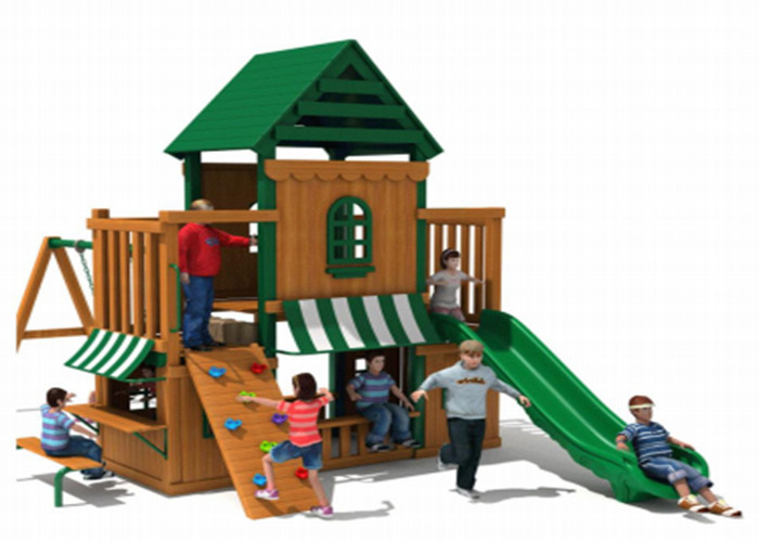 Small Wooden Playground Set Little Wooden Playhouse With Slide Toddler