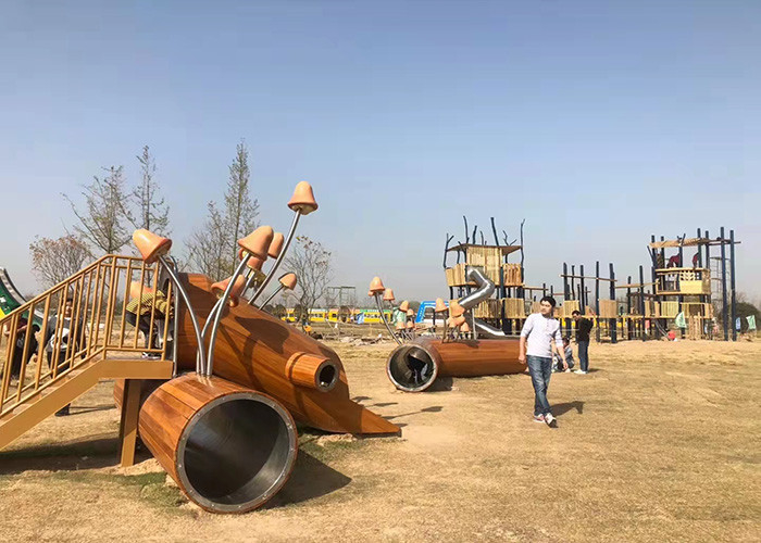 Residental Children Wooden Playground Set Park Outdoor Play Equipment