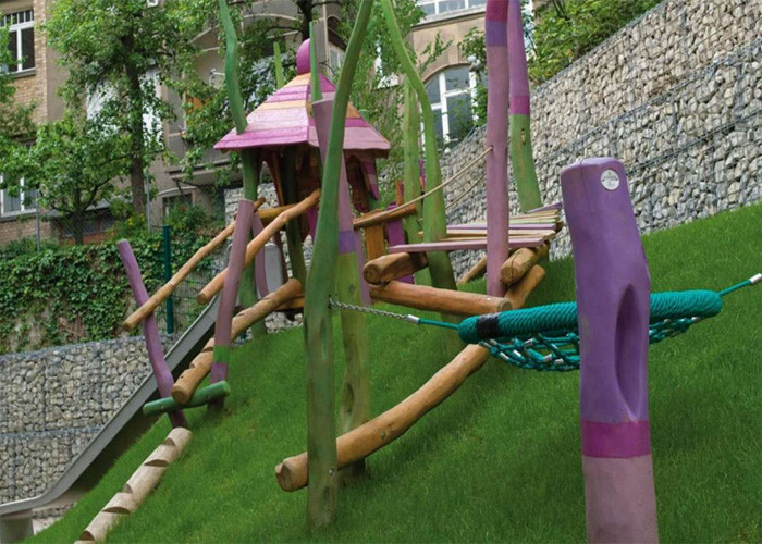 Natural Wood Playground Structures Slide Residential Outdoor Playset