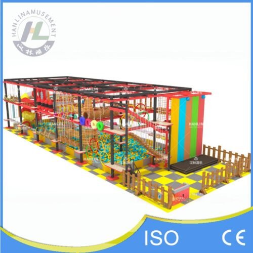 2 Level High Ropes Course Over Ball Pit