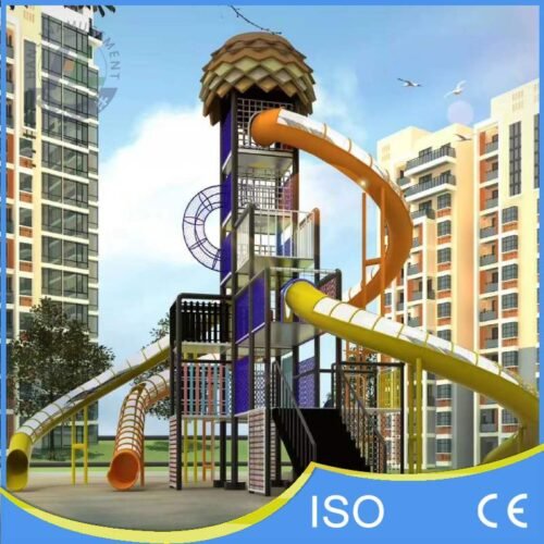 Acorn Tower Playground with Custom Stainless Steel Slides