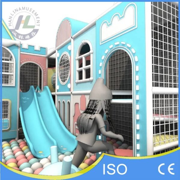 Close up of Blue Castle Soft Play Structure