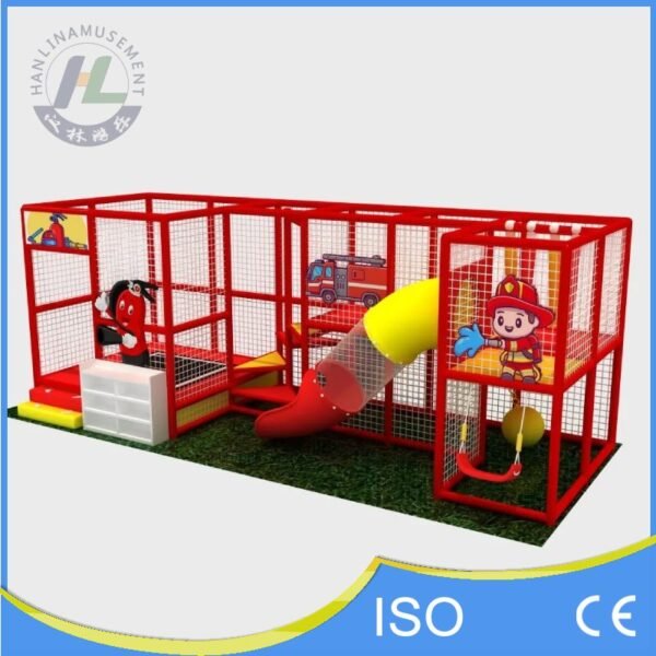 Fireman Station Small Playground with Trampoline and Slide Fireman Station Small Playground with Trampoline and Slide