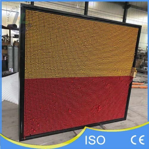 Horizontal Split Yellow and Red Pin Art Wall