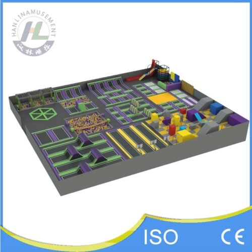 Large Indoor Trampoline Park Design with Ninja Course
