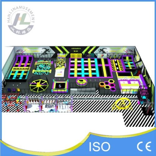 Neon Tech Theme Trampoline Park Overview