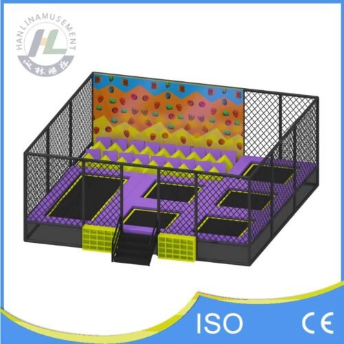 Outdoor Trampoline Arena with Climbing Wall