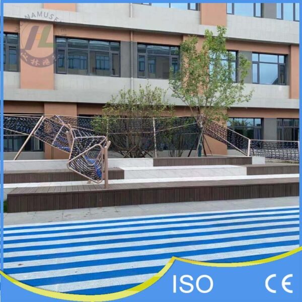 School Playground Climbing Net on Sloped Terrain School Playground Climbing Net on Sloped Terrain