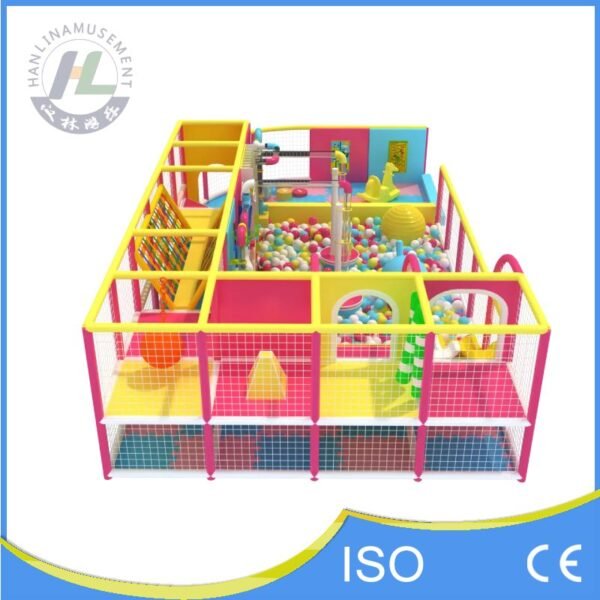 Side View of Compact Soft Play Structure with Toddler Area