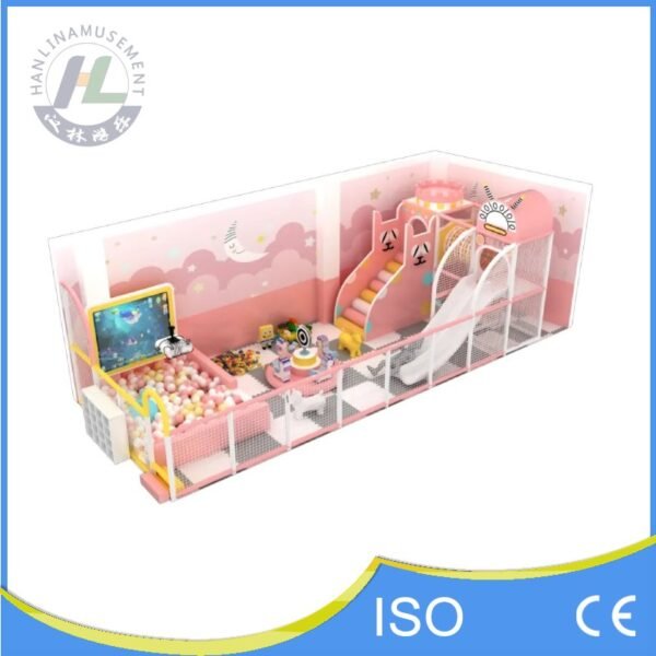 Side View of Small Indoor Playground with Pink Theme