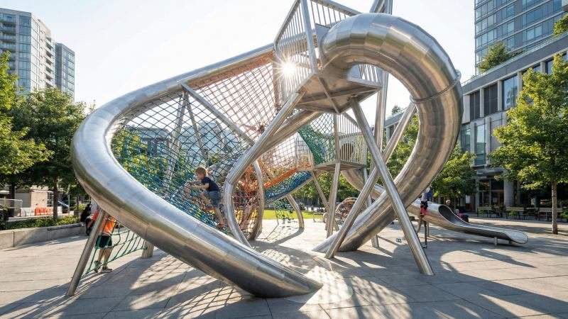 Abstract Stainless Steel Architectural Playground Sculpture