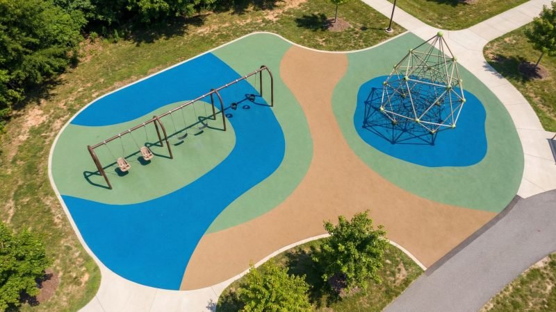 Aerial View Showing Safe Spacing Between Playground Equipment