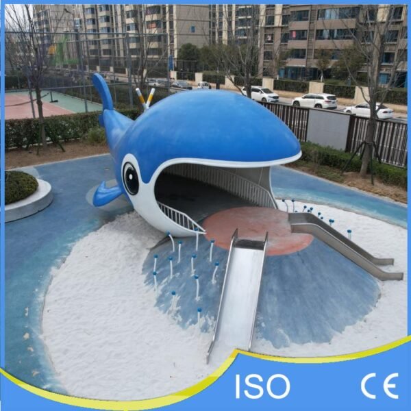 Blue Whale Sculpture Slide For Kids