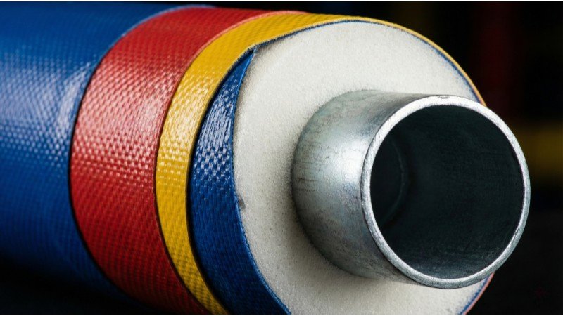 Cross Section of High Density Foam and Galvanized Steel Pipe