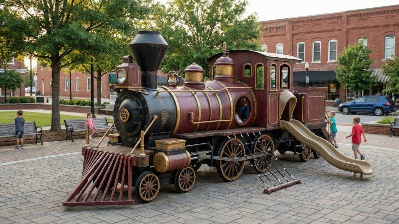 Custom Vintage Train Themed Playground Structure