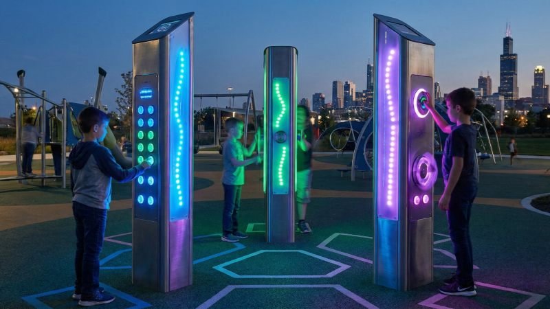 Electronic Interactive Gaming Pillars With LED Lights