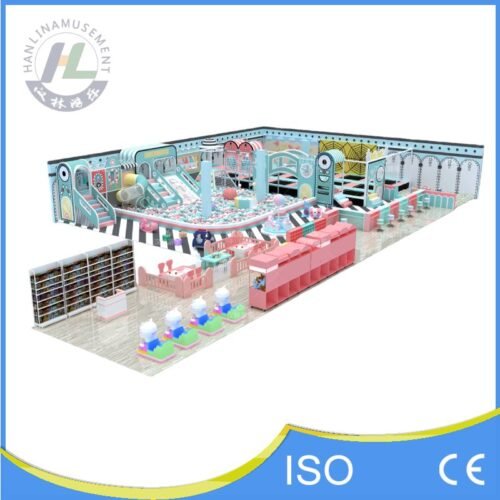 Macaron Mint and Pink Indoor Playground Design with Arcade Macaron Mint and Pink Indoor Playground Design with Arcade