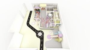 Macaron Themed Indoor Playground Top View with Traffic Track Lithuania