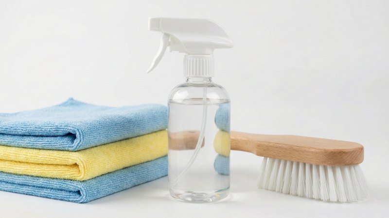 Microfiber Cleaning Cloths And Soft Bristle Brush With Spray Bottle