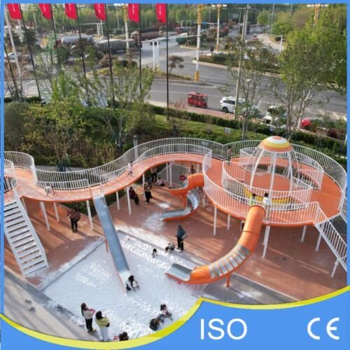 Modern Outdoor Gallery Bridge Playground Aerial View Modern Outdoor Gallery Bridge Playground Aerial View