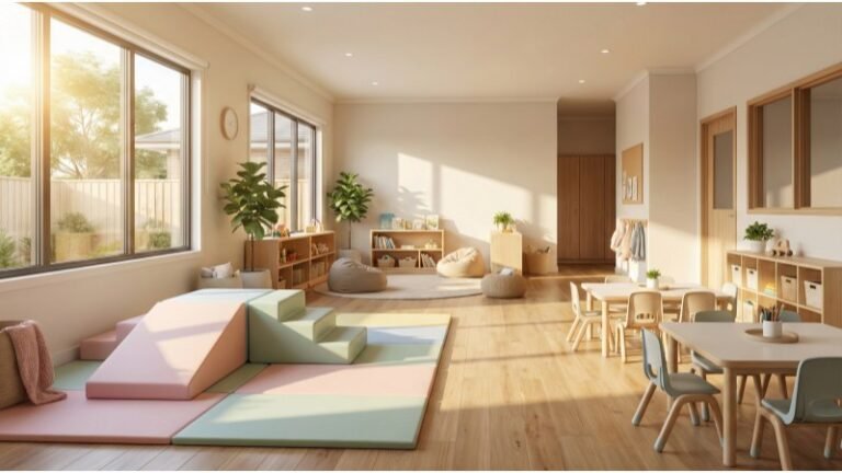 Modern Safe Toddler Daycare Room Design With Soft Play Areas