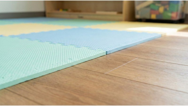 Safety Flooring For Daycare With Soft Foam Mats And Vinyl Tile Transition