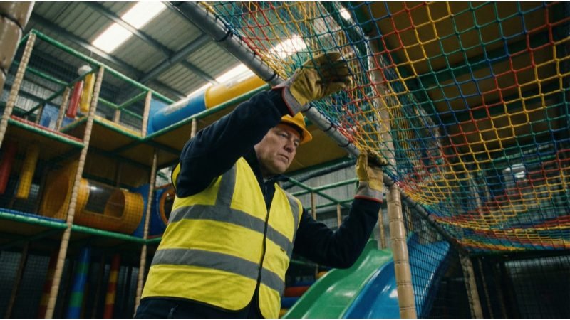 Safety Inspector Checking Indoor Playground Compliance