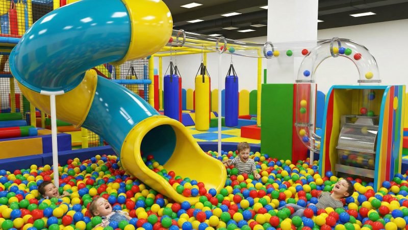 Spiral Slide and Ball Pit Cleaning System