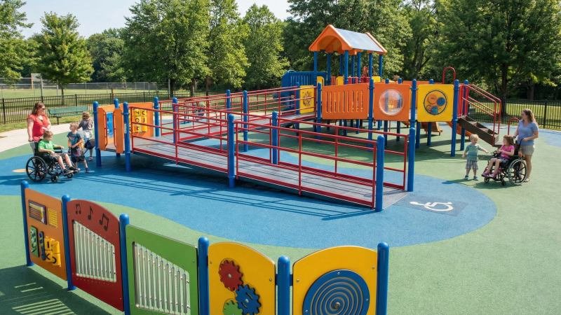 Wheelchair Accessible Ramp On Commercial Playground Structure
