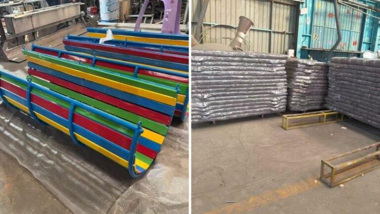 Colorful Wooden Jungle Crossing Components And Stacked Soft Padding Mats