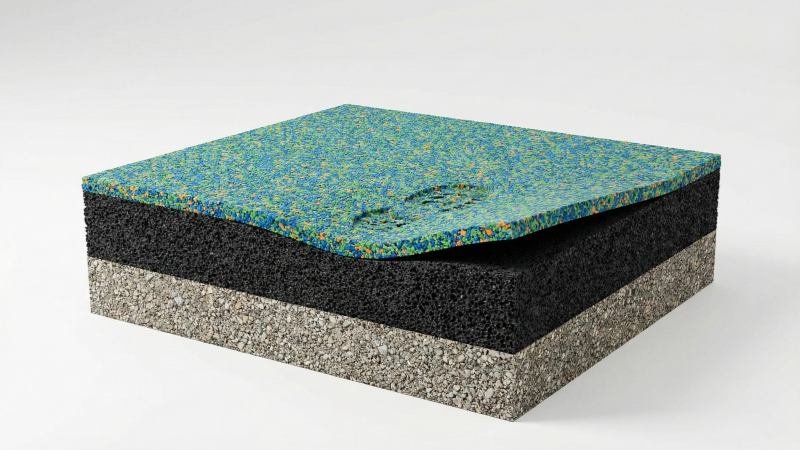Cross Section Of Playground Flooring Showing Shock Absorption Layers