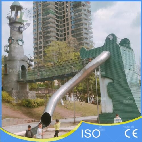 Custom Panda Castle and Crocodile Stainless Steel Slide Custom Panda Castle and Crocodile Stainless Steel Slide