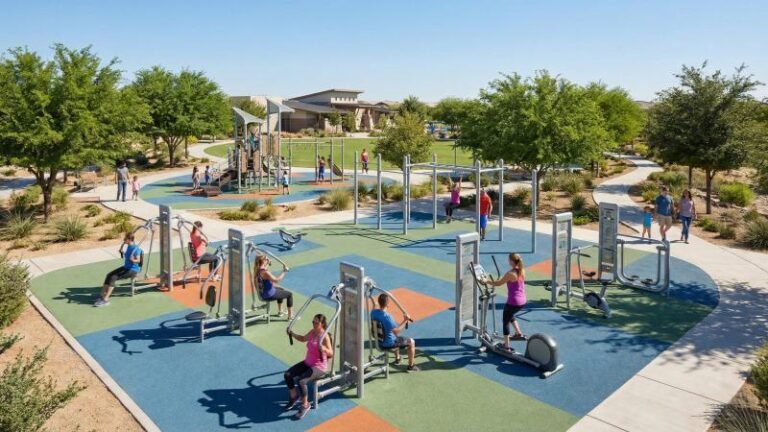 Modern Outdoor Gym Playground In Community Park