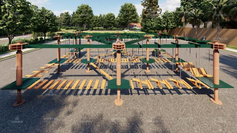 Perspective View Of Climbing Structure Green And Orange Design