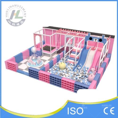 Pink and Blue Castle Theme Indoor Playground Design