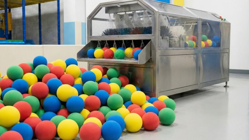 Safe soft EVA foam balls and a cleaning machine