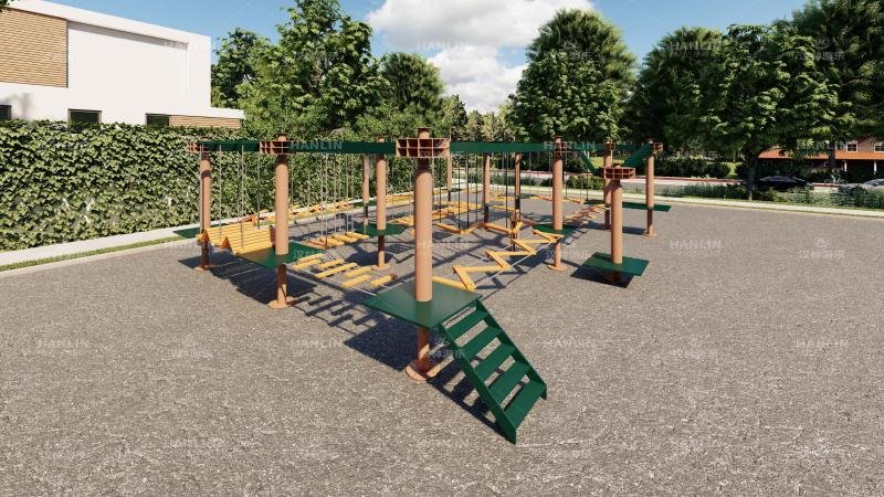 Side View Of Outdoor Adventure Playground Equipment