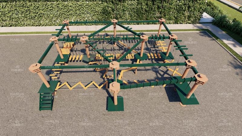 Top View 3D Rendering Of Kids Rope Course Challenge
