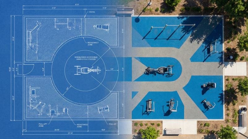 Wheelchair Accessible Outdoor Fitness Park Layout Design
