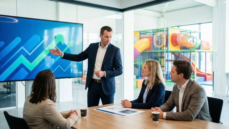 professional business presentation meeting with stakeholders in modern office