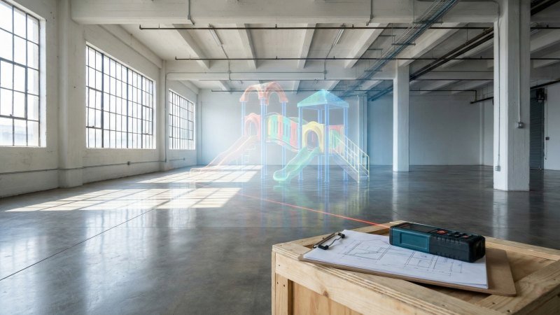 Empty Commercial Warehouse Space for Playground Planning