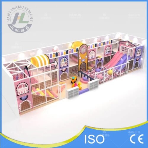 Full View Pastel Town Theme Indoor Playground With Rocking Toys