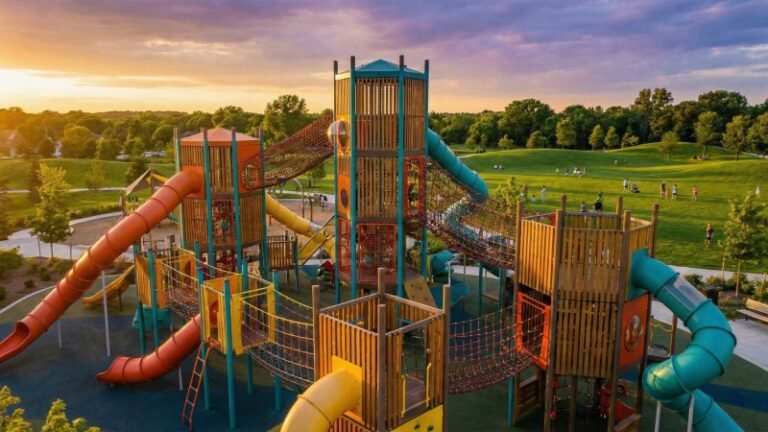 High end commercial outdoor playground complex in sunset park