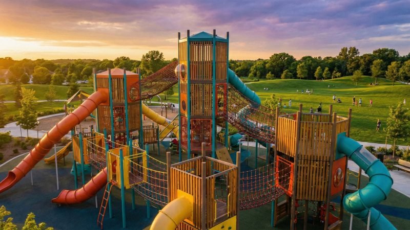 High end commercial outdoor playground complex in sunset park