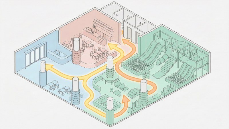 Indoor Playground Top Down Layout and Traffic Flow Diagram
