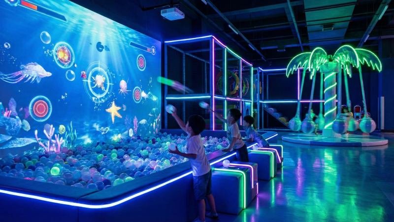 Interactive Projection Ball Pit And Electric Playground Rides