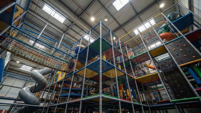 Multi Level Indoor Playground Structure With Safety Netting