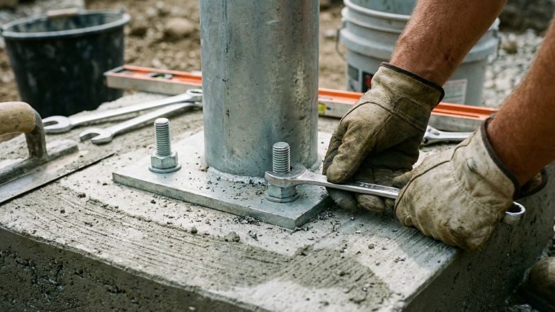 Professional installation of heavy duty commercial playground steel posts