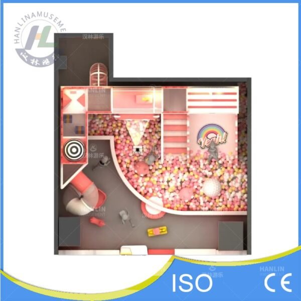 Small Pink Indoor Playground Top Down Floor Plan Layout View Small Pink Indoor Playground Top Down Floor Plan Layout View