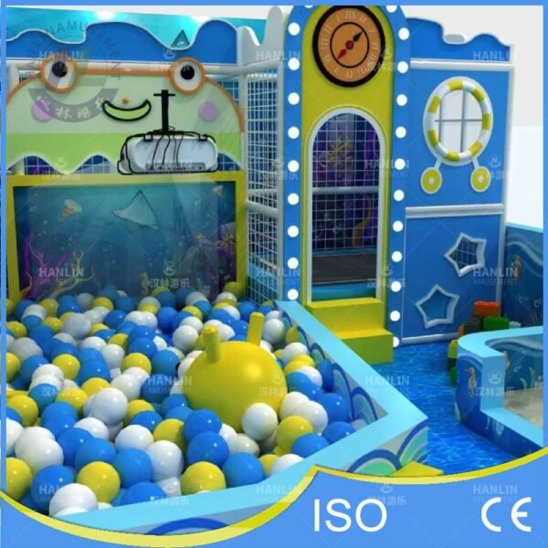 Trampoline Entrance And Ball Pit Close Up With Crab Sign Trampoline Entrance And Ball Pit Close Up With Crab Sign